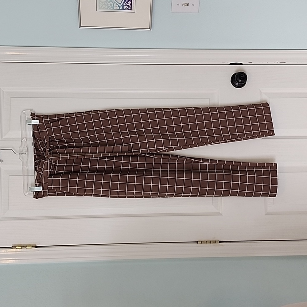 Brown Checkered Work Pants Size M